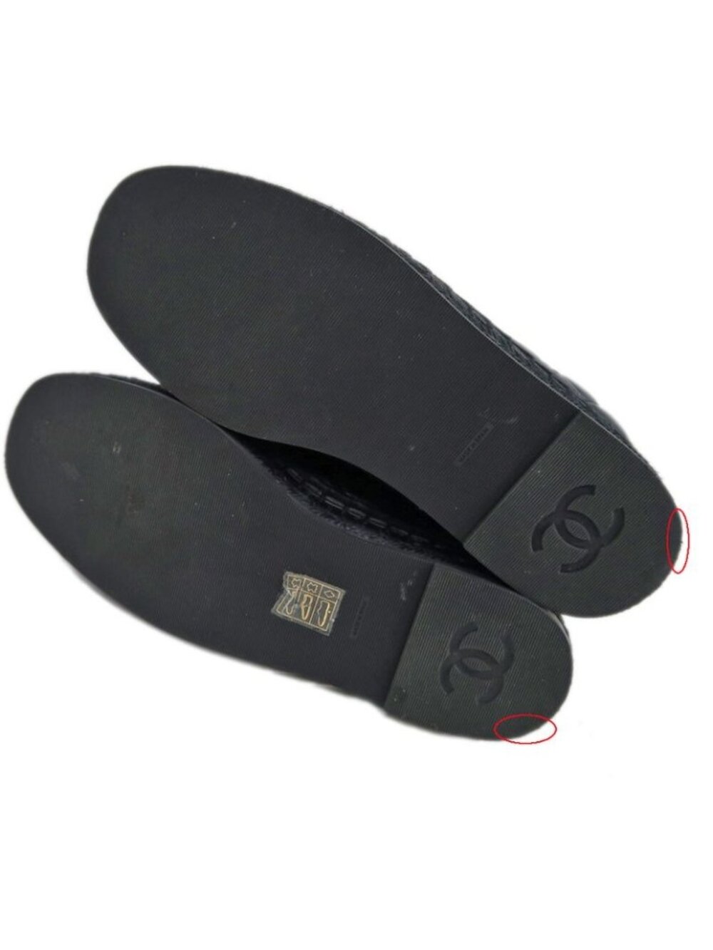 Chanel Loafers Size 37 C Lambskin Espadrilles Coco Mark Black - Picture 8 of 10